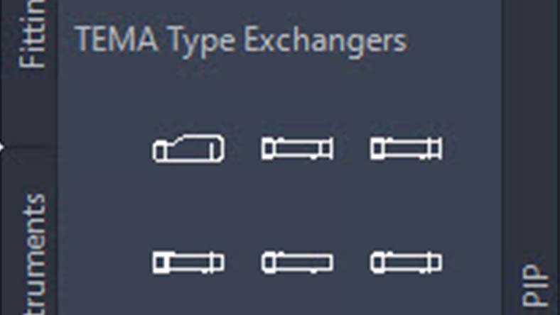 Icons representing various TEMA-type heat exchangers in a software interface, arranged in two rows.