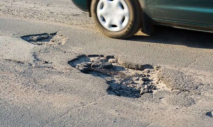 Pothole in a road