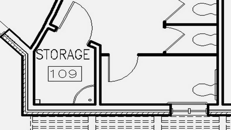 Floor plan with walls, doors, and adjacent spaces outlined in black
