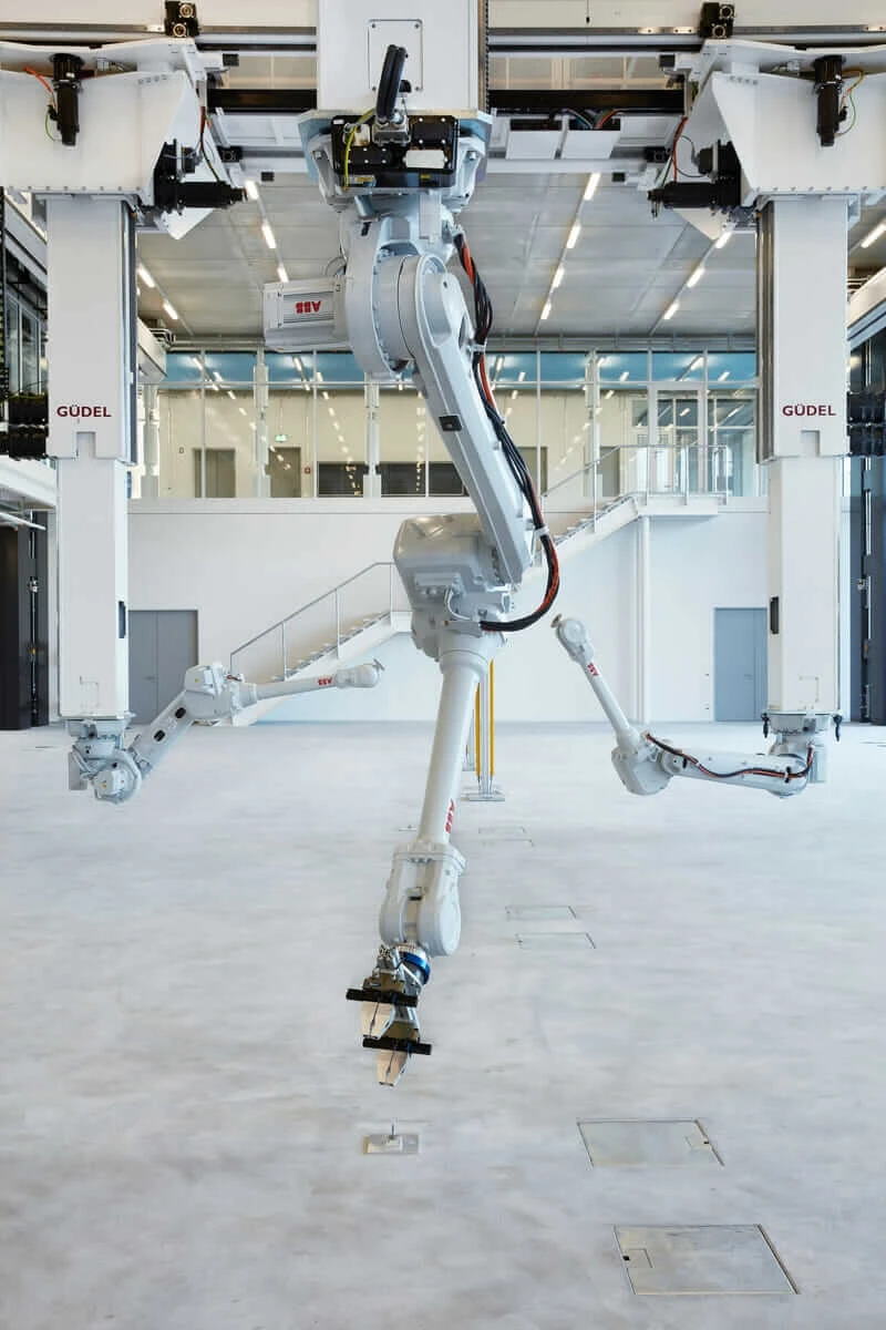 robotic fabrication in architecture gantry system with industrial robots