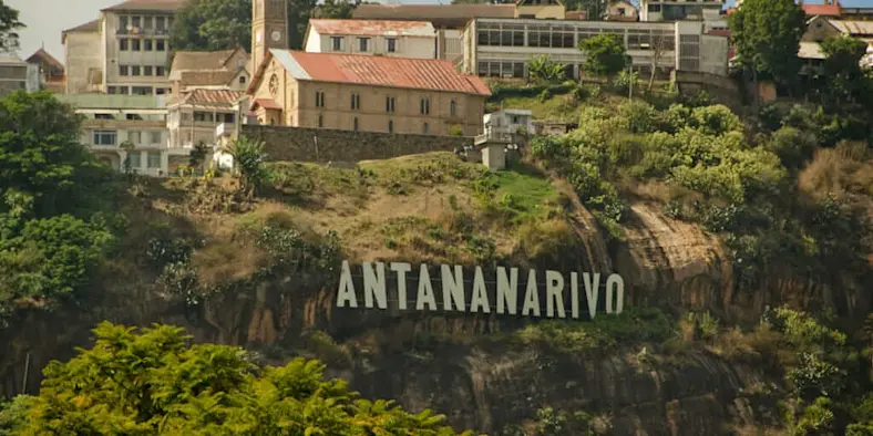 Hillside view of homes in Antananarivo, Madagascar