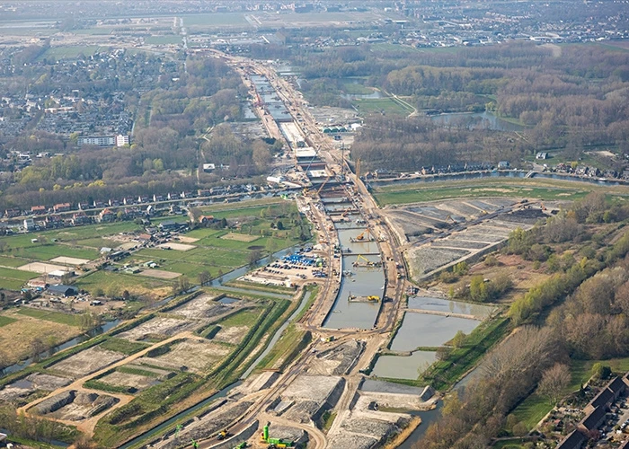 Part of the construction for the highway’s extended tunnel. 