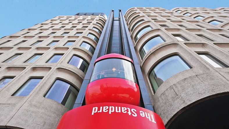 Elevator on the Standard Hotel, London designed by Orms Designers and Architects.