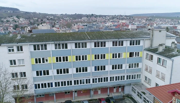  green renovation east facade before cder building