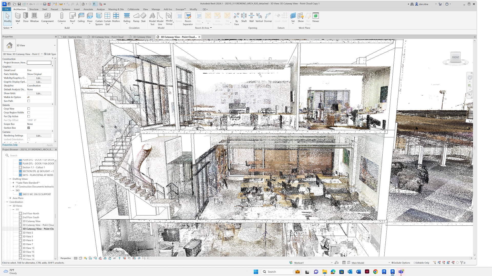 A laser scan of the Lake|Flato 311 Third St. building