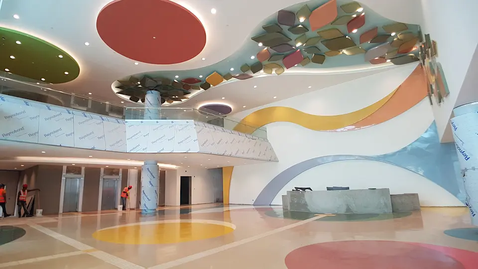 Maternity Hospital lobby under construction.