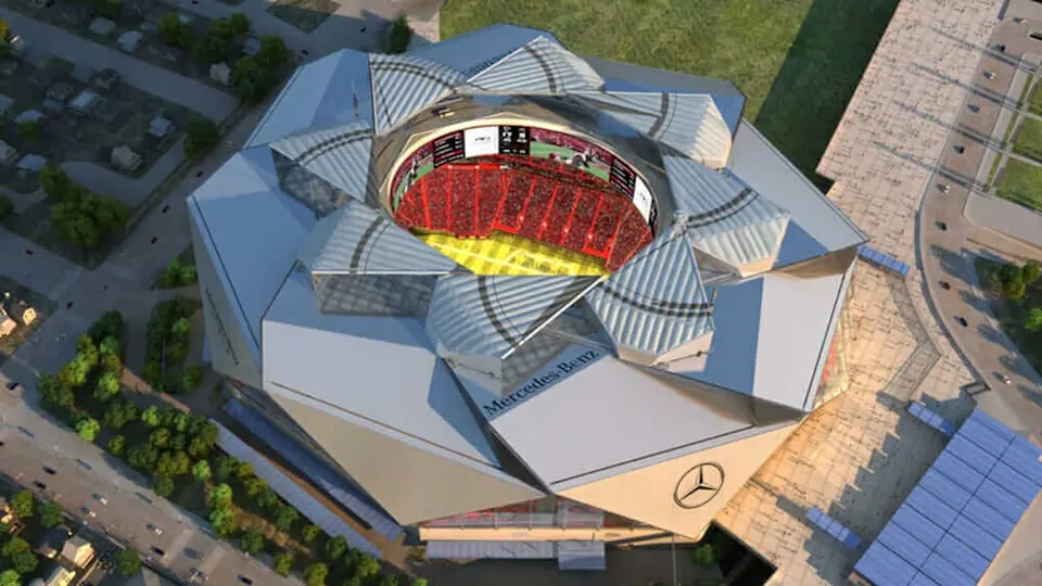 Rendering of the retractable roof of Mercedes-Benz Stadium
