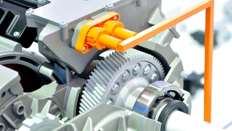 A 3D printed gear in a car electric drive module.