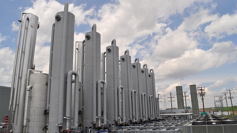 Tanks at biogas upgrading plant.