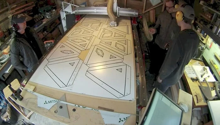 Acoustic panels for the Voxman School of Music's concert hall.