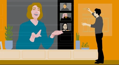 Illustration of leaders in a hybrid meeting