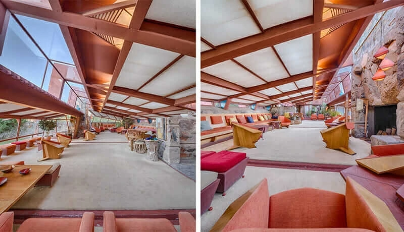 フランク・ロイド・ライトの冬季の家、スクールだったアリゾナ州スコッツデールのタリアセン・ウェスト