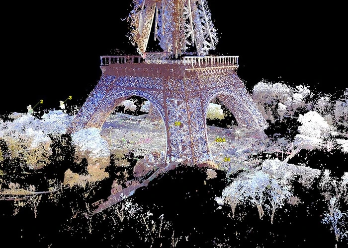 Point cloud rendering of the Eiffel Tower base