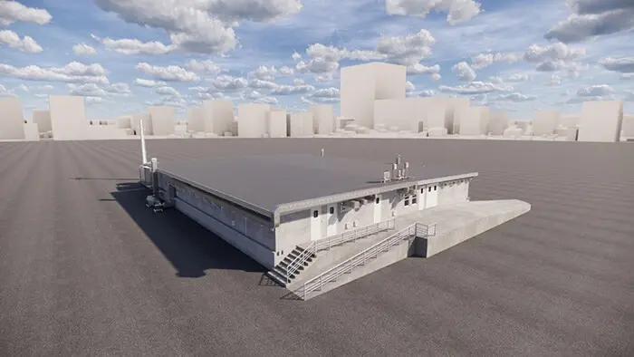 Exterior rendering of CEMEX modular hospital