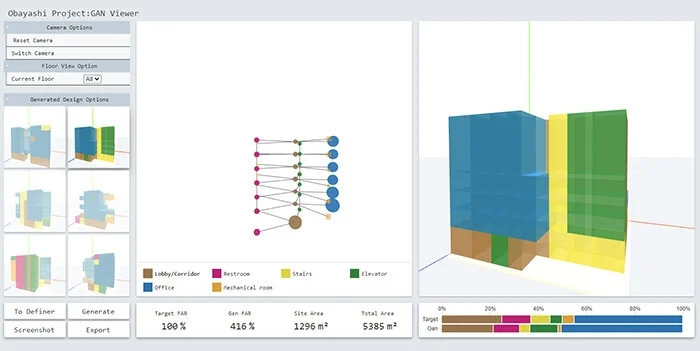 Screenshot of the Obayashi AI for architecture tool