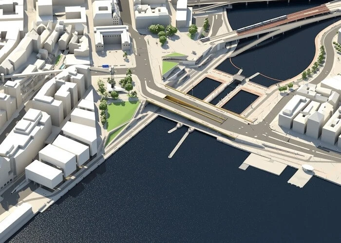 3D rendering of Stockholm waterfront megaproject