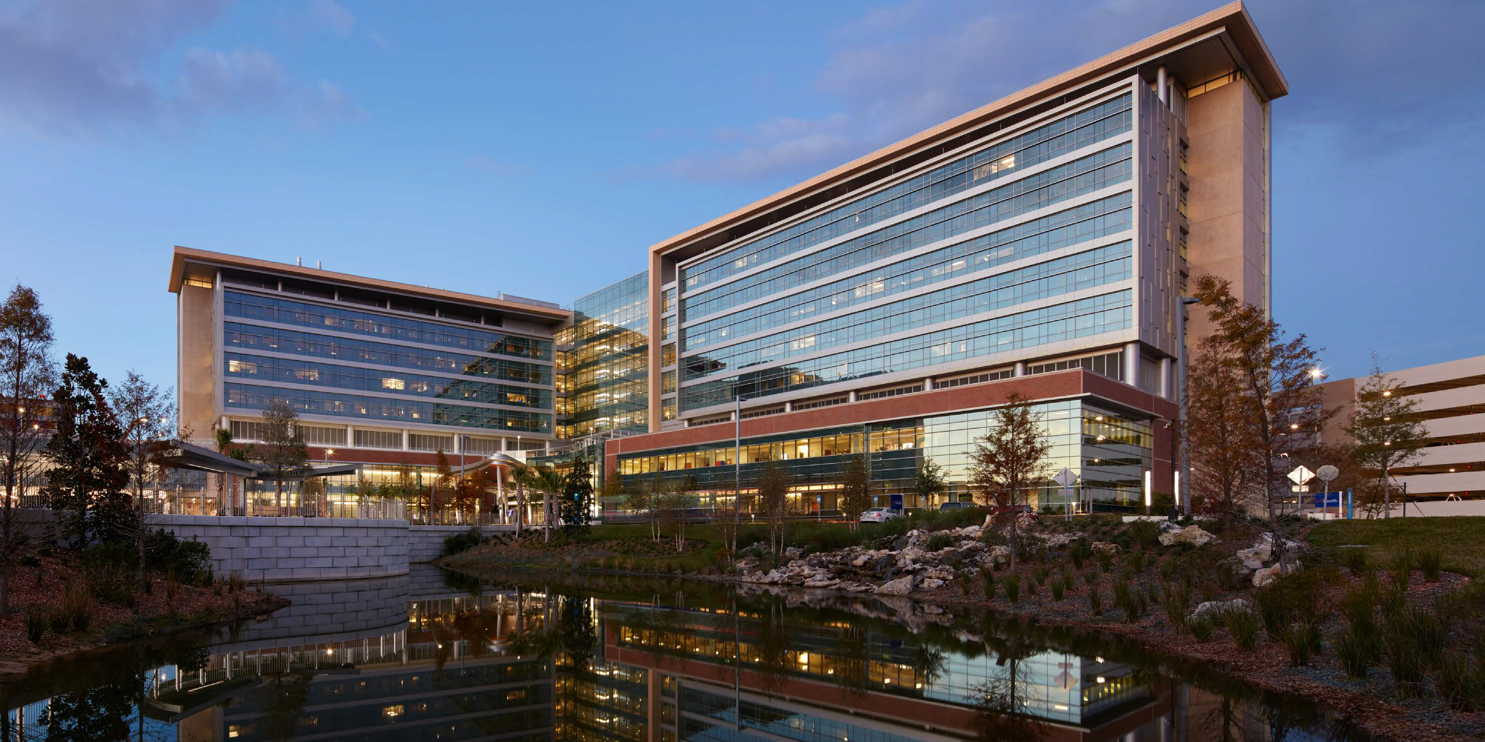 Heart & Vascular and Neuromedicine Hospital share a central energy plant, roadway access, and pedestrian infrastructure