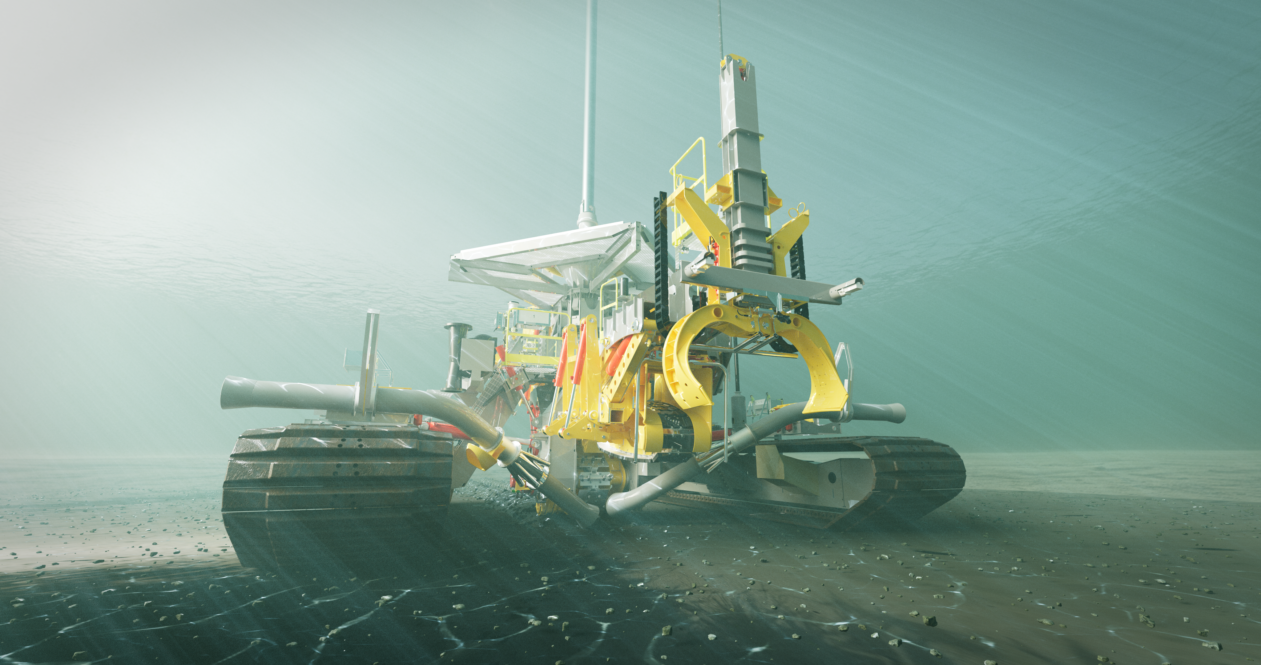 A digital rendering of Mastenbroek undersea trenching machine. 
