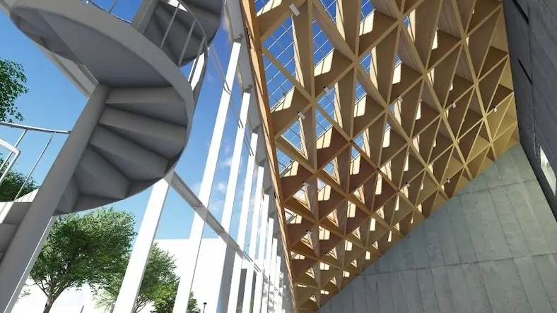 Rendering of the inside of the ROOFLAG Future Rental Housing Showroom