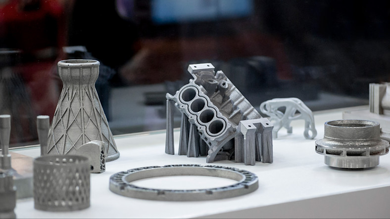 A collection of metal 3D-printed parts