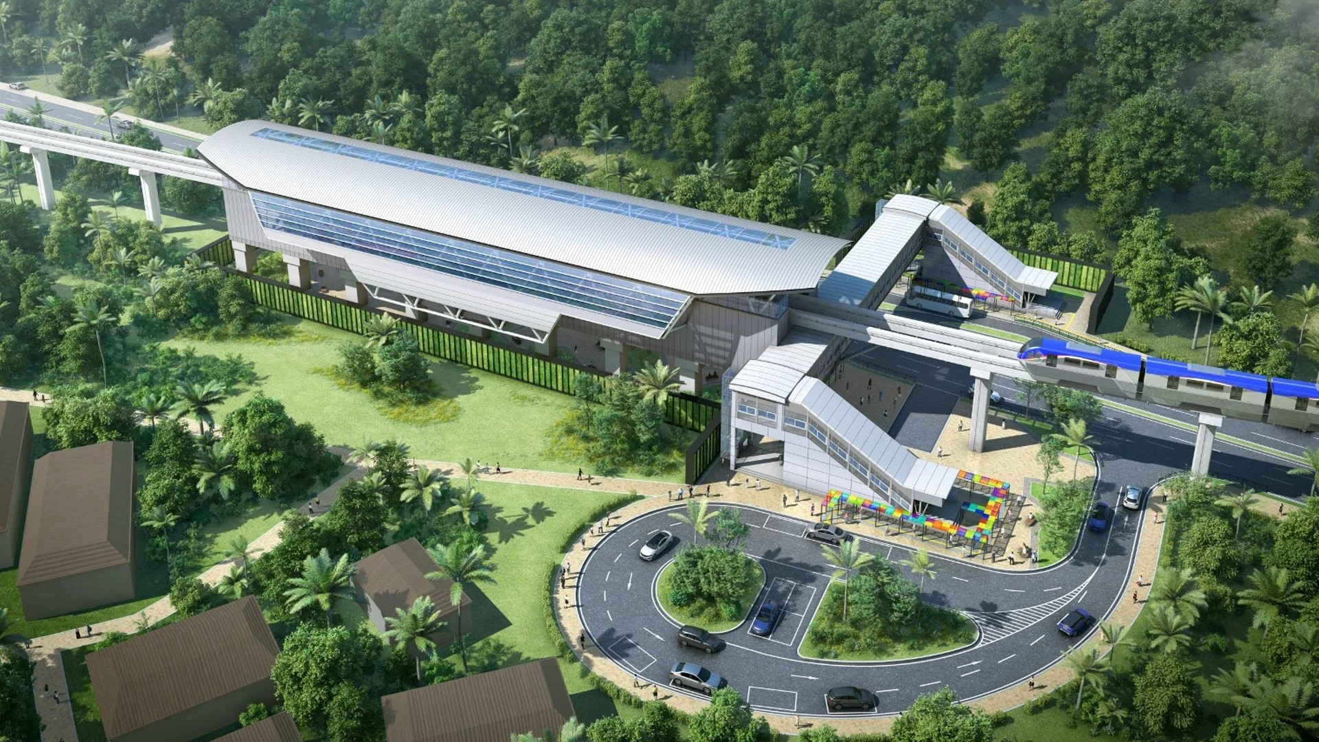 Aerial rendering of the Panama Metro station