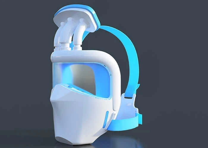 3D model of a respirator mask design adapted from a scuba mask.