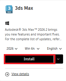Autodesk Download and Install - Install method from Autodesk Account