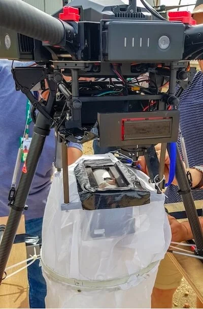 Mosquito drone undergoing a preflight test