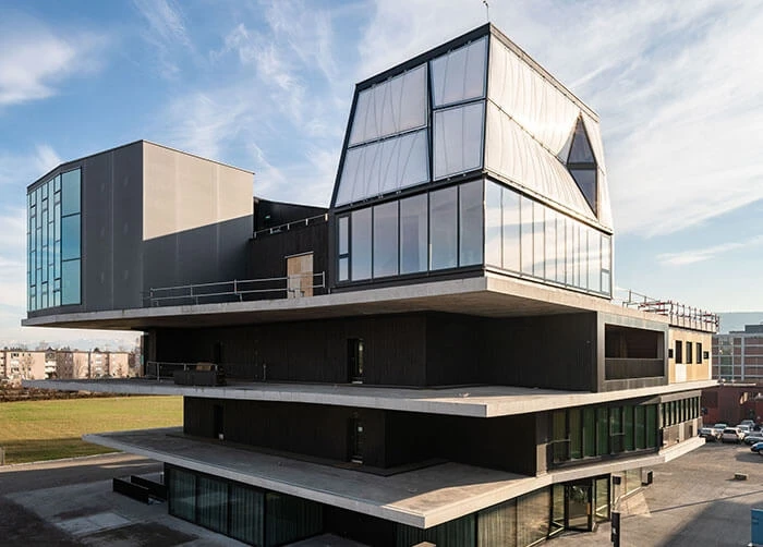 futuristic building dfab house