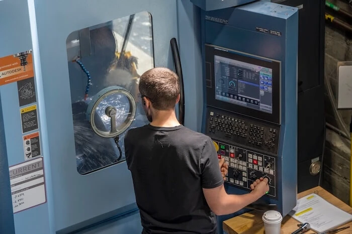 Man works with machine