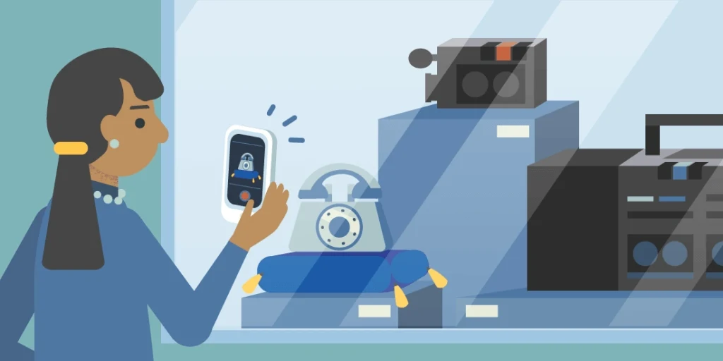 Illustration of a person shopping for technology