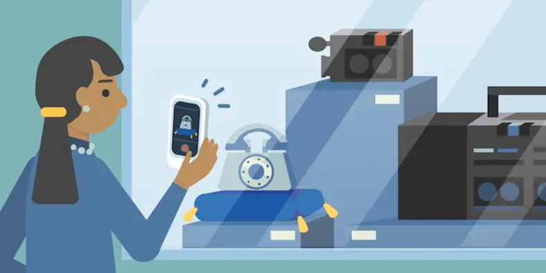 Illustration of a person shopping for technology gadgets