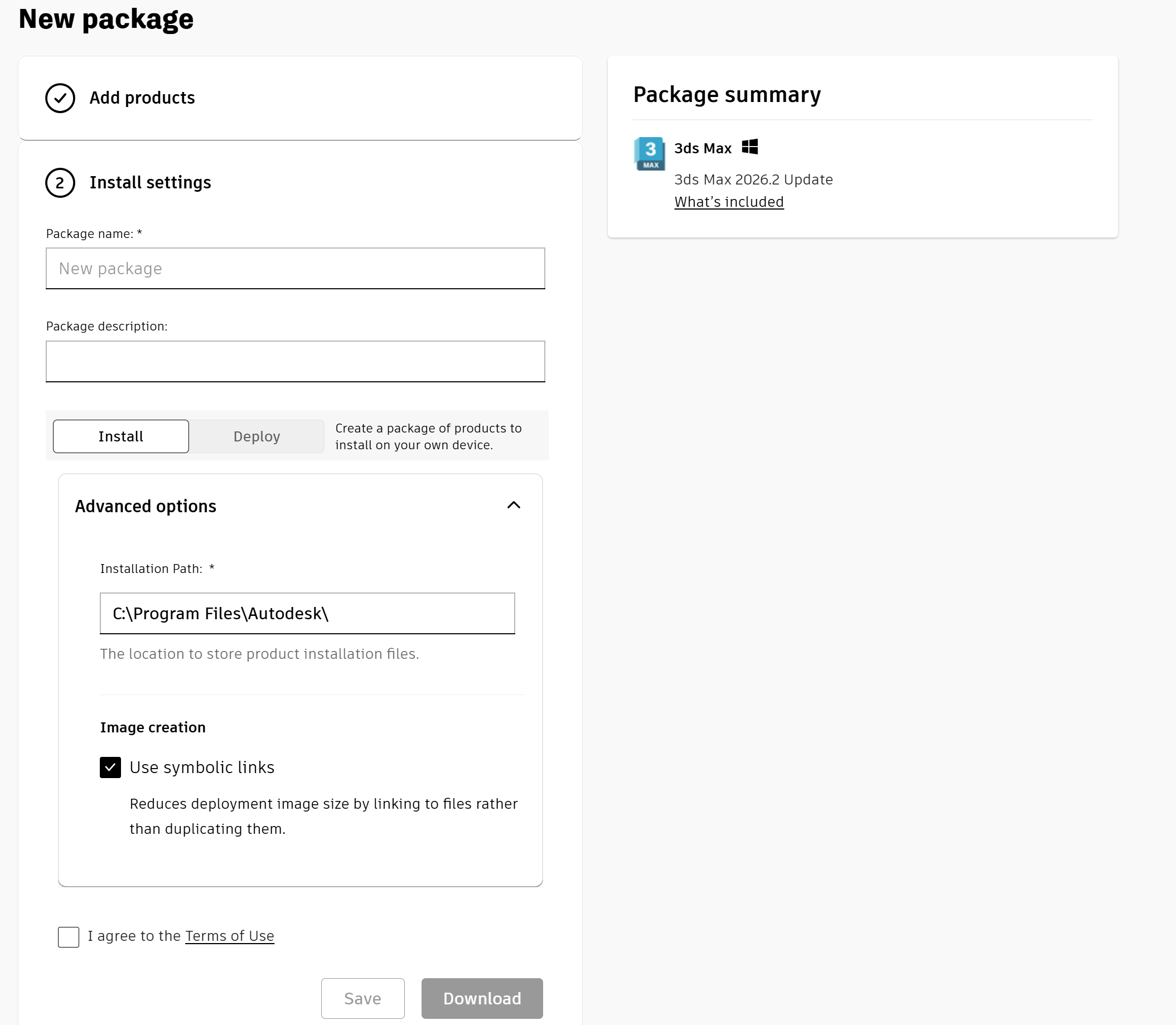 Autodesk Download and Install - Custom Install method from Autodesk account - Install setting