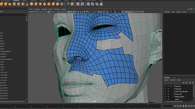 A digitally sculpted face takes shape.