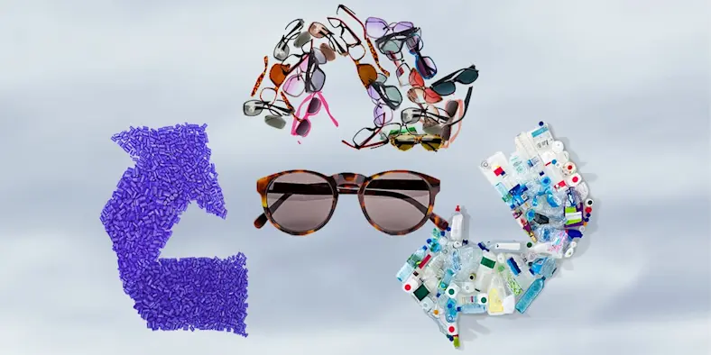 manufacturing sustainable sunglasses closed-loop production illustration