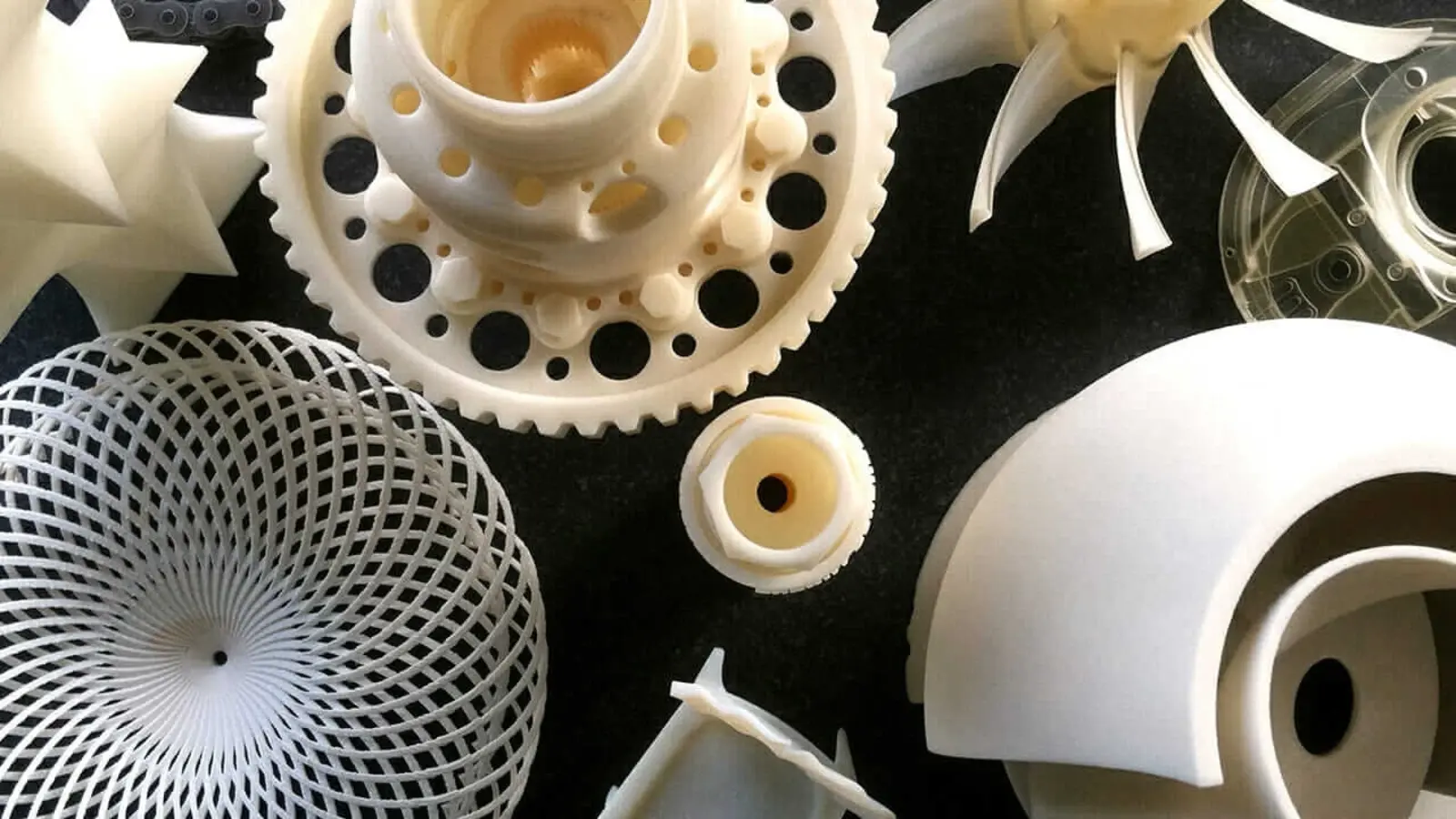 A selection of plastic 3D-printed parts