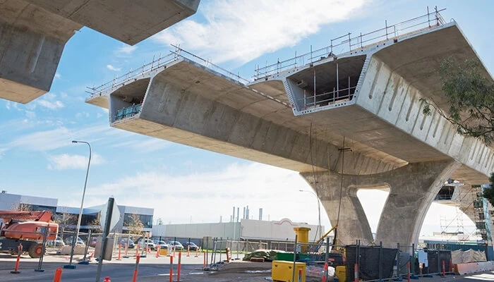 Daylight shot of highway overpass construction