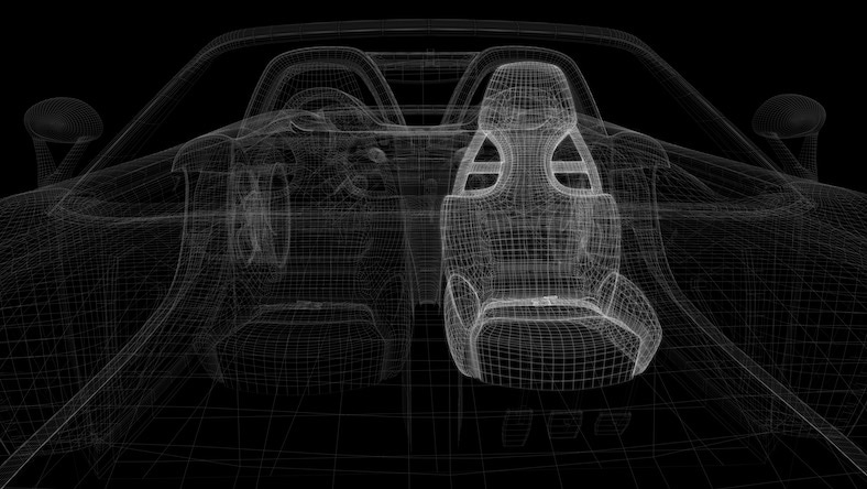 Wireframe rendering of car seat