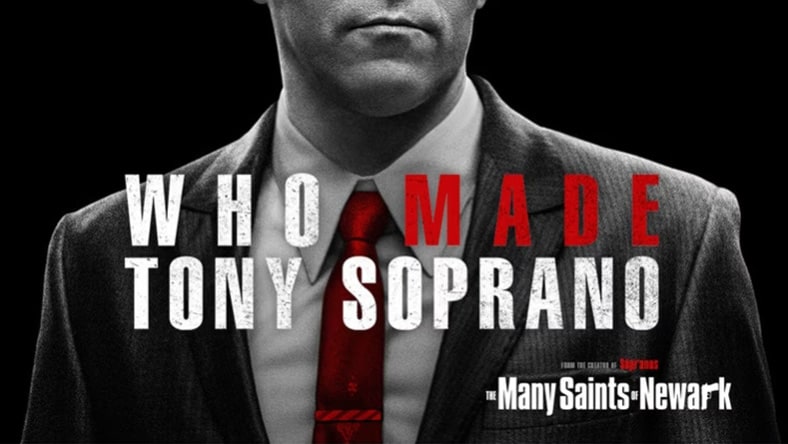 A promotional image shows the character Tony Soprano from the HBO movie <i>The Many Saints of Newark.</i>