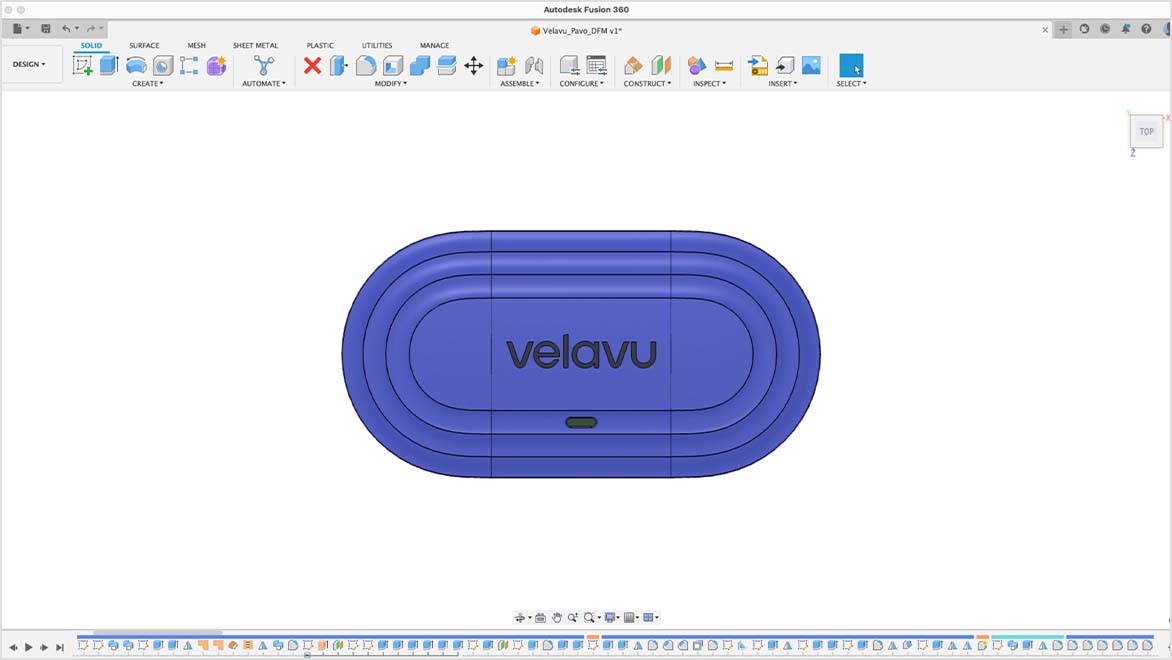 Velavu asset tracker 3D model in Autodesk Fusion