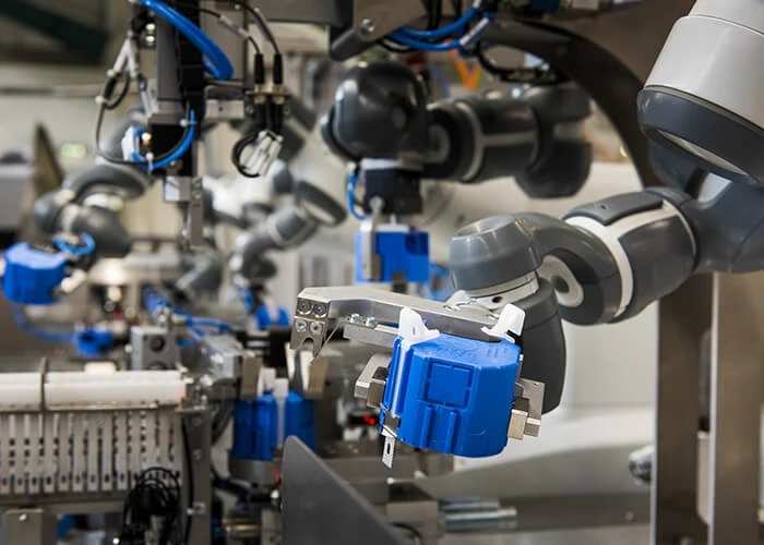 Close-up of a manufacturing robot arm