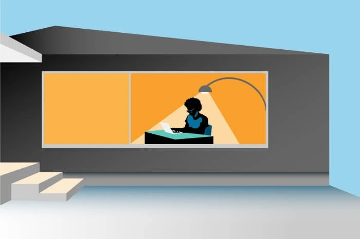 Illustration of a worker working from home