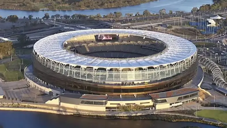 An overhead image of Optus Stadium in Western Australia.