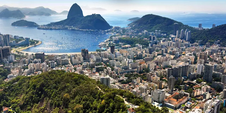 bird's eye view of the city rio de janeiro in brazil by the water