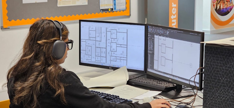 Sophia Ali working at computer