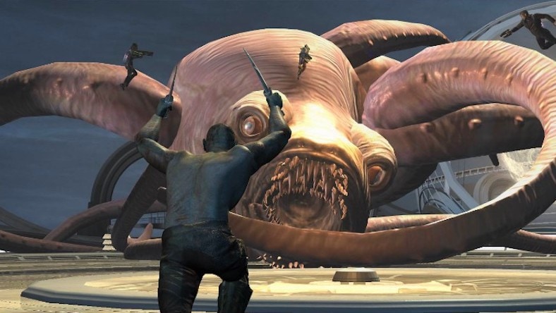 Previs image of a scene from the movie Guardians of the Galaxy Vol. 2