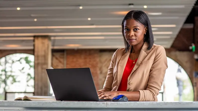 Professional working on a laptop