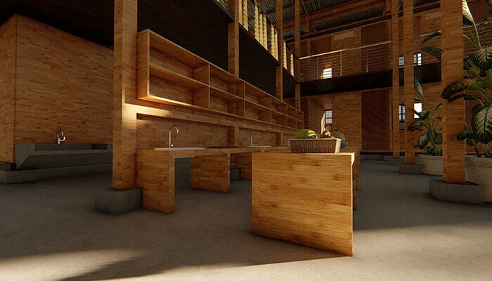 竹 モジュール 住宅 コミュニティ キッチン CUBO