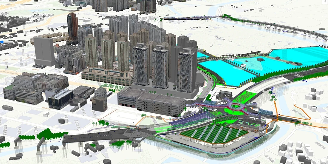 通过横向协调各种BIM和GIS数据,就很容易呈现建筑场所及其所在环境的场景。