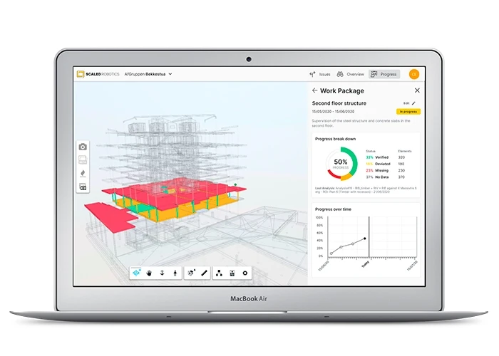 Scaled Robotics的解决方案以项目经理可以很容易理解的格式把工地的问题标记出来。